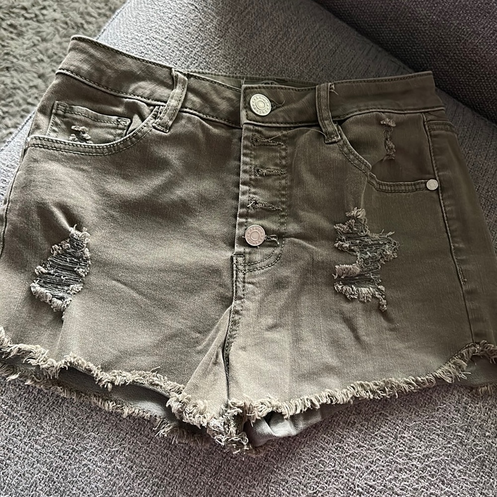 High waisted distressed shorts